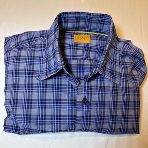 Robert Talbott Carmel Shirt Men’s Large Blue Navy Plaid Long Sleeve Cotton